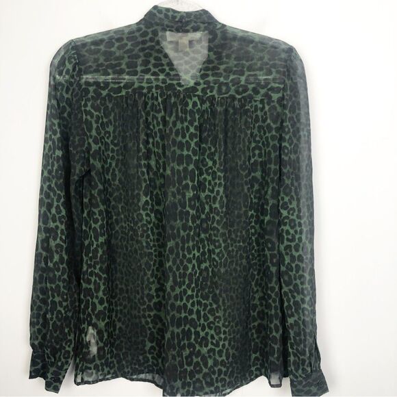MICHAEL KORS | Green & Black Animal Print Leopard Button Up Shirt Women’s Size S - Picture 6 of 7